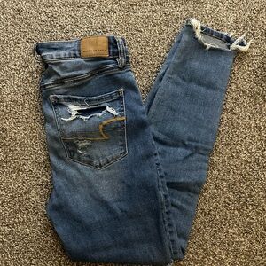 American Eagle Outfitters Distressed Blue Skinny Jeans